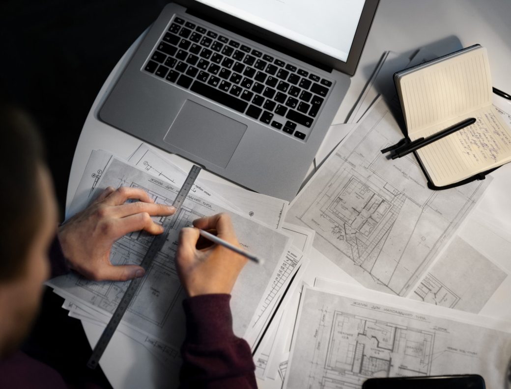 top-view-man-working-late-night